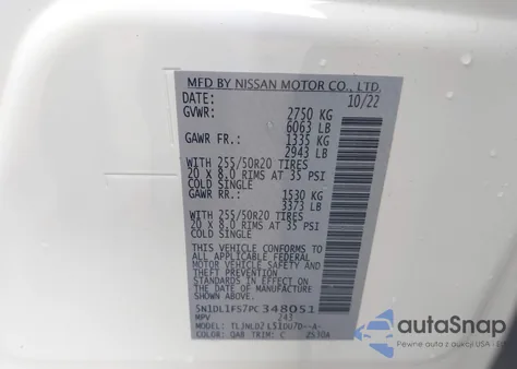 2023 Infiniti Qx60 Luxe Awd from USA, damaged, VIN 5N1DL1FS7PC348051